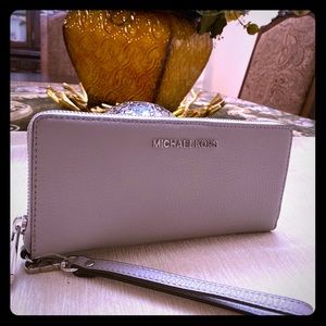 Michael Kors wallet zip around gray large women